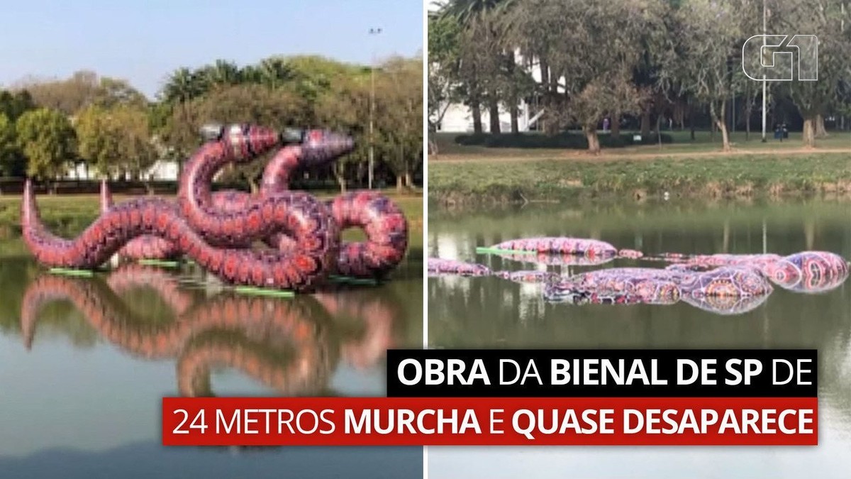 Queda de energia no Parque Ibirapuera murcha obra inflável de 24 metros da Bienal de SP | São Paulo