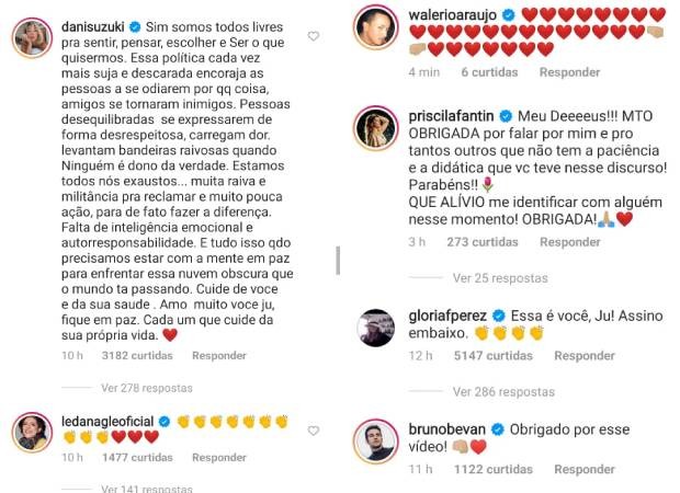 Famosos comentam vídeo de Juliana Paes (Foto: Reprodução/Instagram)