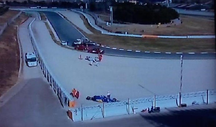 Felipe Nasr e Susie Wolff batem em teste da Fórmula 1 em Barcelona (Foto: Reprodução/Twitter)