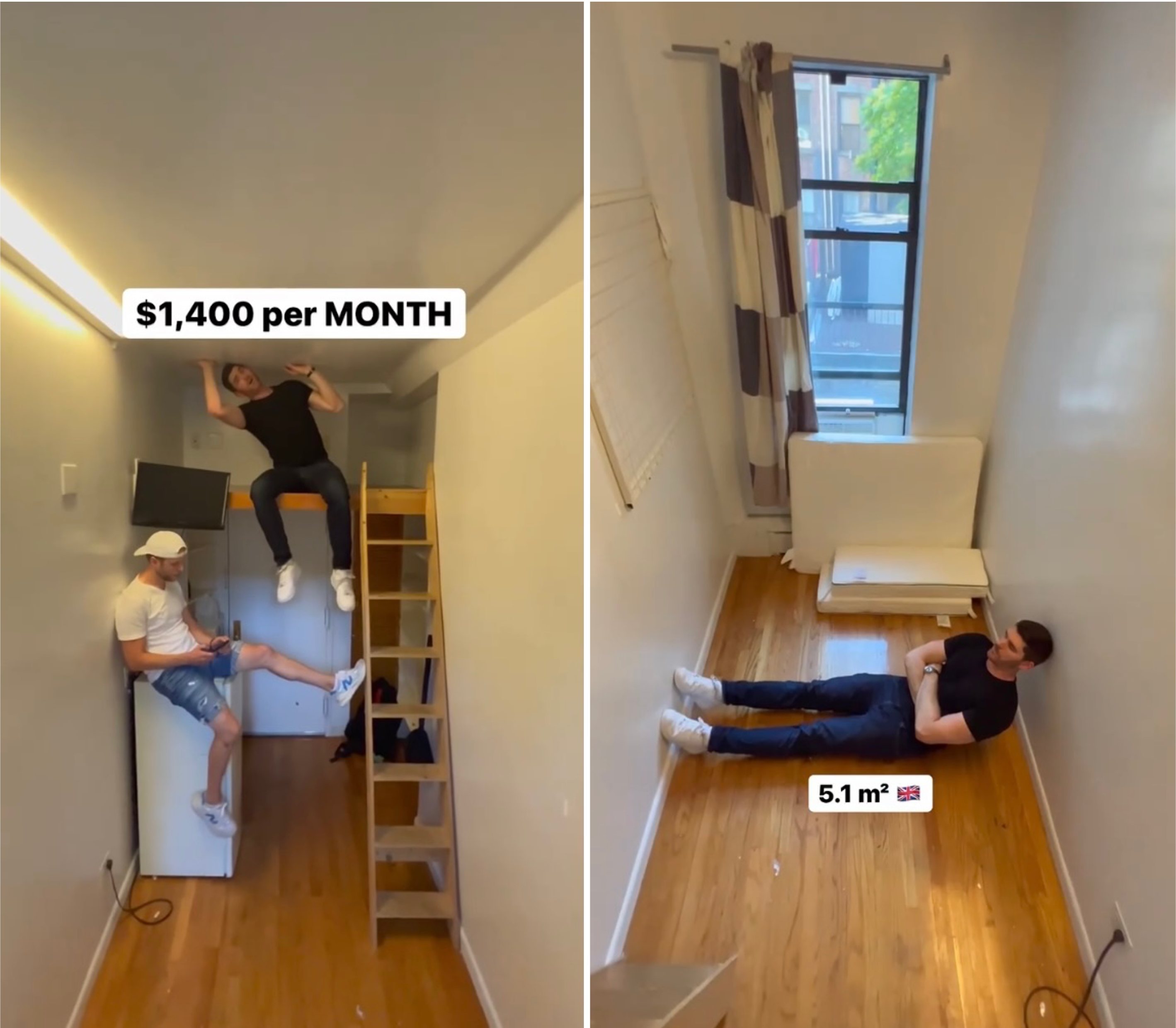 Menor apartamento de Nova York tem 5 m² e aluguel de R$ 7,3 mil (Foto: Reprodução/Instagram)