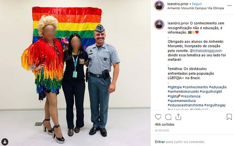 O soldado da PM Leandro Prior Ã© defensor dos direitos dos LGBTs â Foto: ReproduÃ§Ã£o/Arquivo pessoal/Instagram