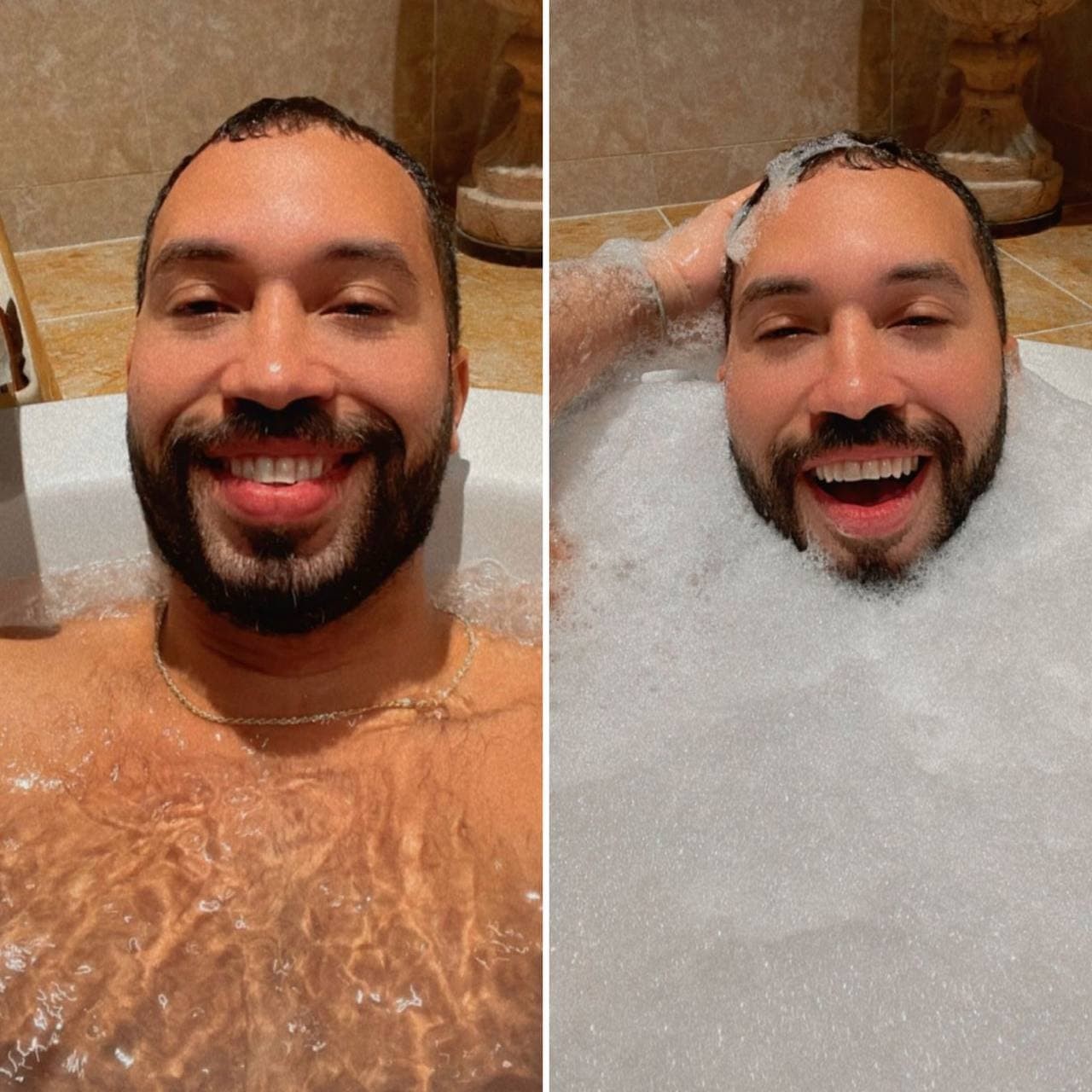 Gil do Vigor aproveita banho de espuma em hotel de Las Vegas (Foto: Reprodução / Instagram)