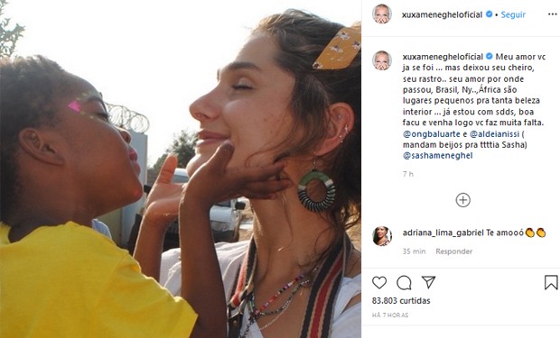 Xuxa faz post emocionante após se despedir de Sasha (Foto: Reprodução/Instagram)