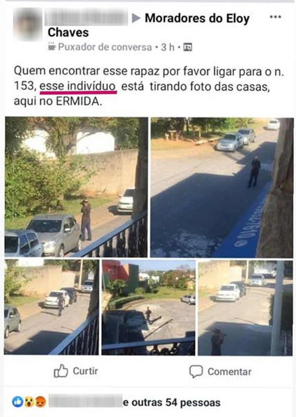 Postagem em grupo de moradores do bairro em Jundiaí alertou para a presença do adolescente — Foto: Reprodução/Facebook