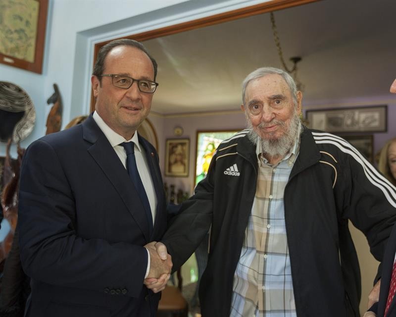 Reunião entre Hollande e Fidel durou cerca de 40 minutos (Foto: Agência EFE)