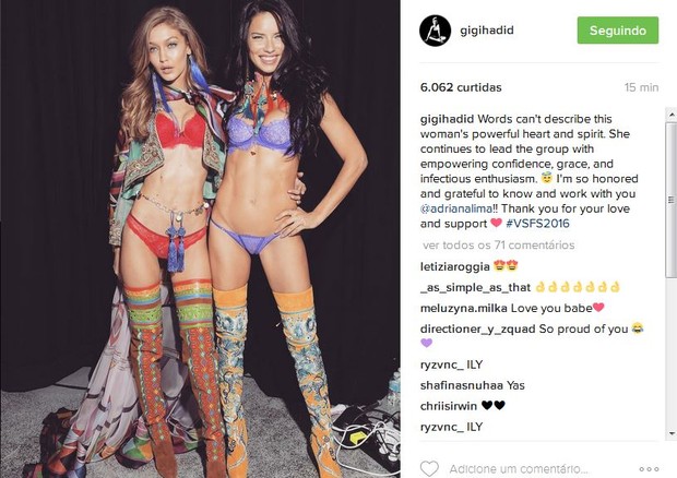 Gigi e Adriana Lima (Foto: Instagram/Reprodução)
