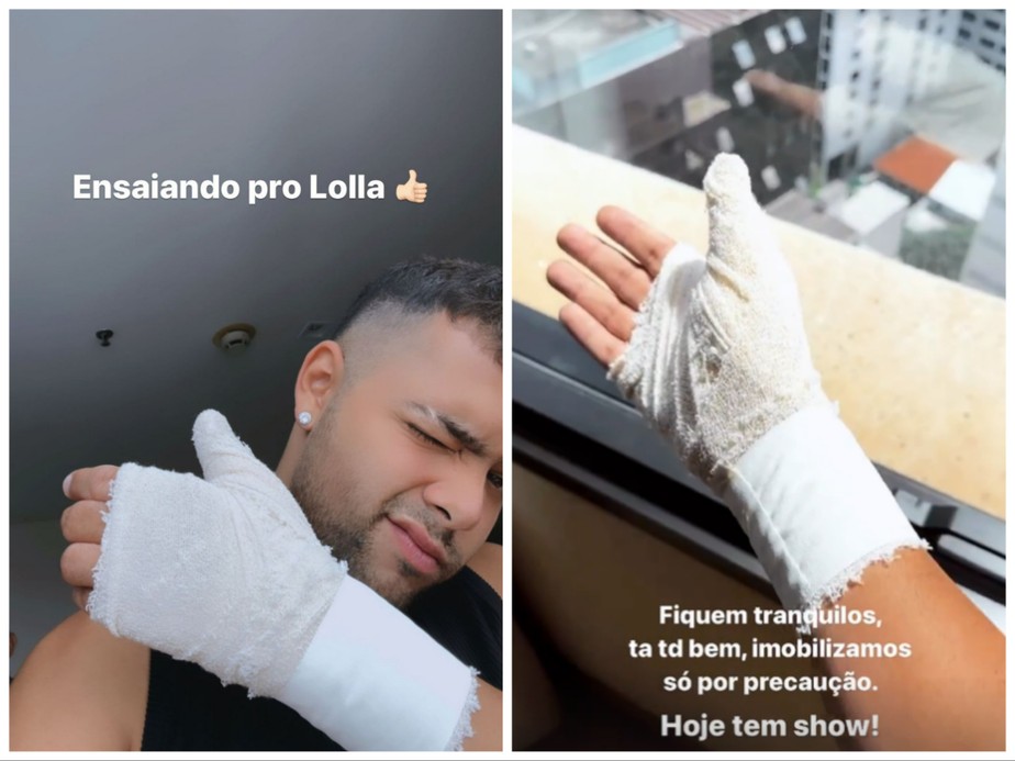Pedro Sampaio machuca dedo da mão durante ensaio para show no Lollapalooza