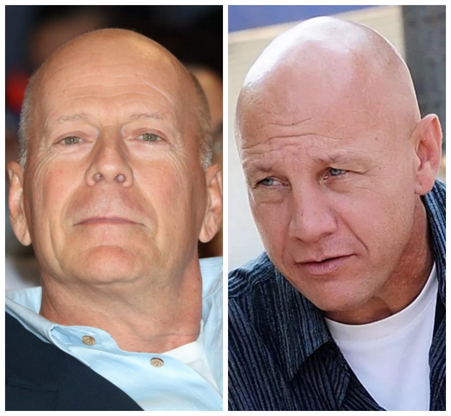 O ator Bruce Willis e o dublê Stuart F. Wilson (Foto: Getty Images)