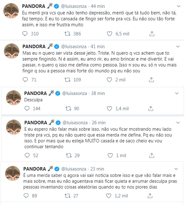 Luisa Sonza desabafa sobre depressão (Foto: Reprodução/Twitter)
