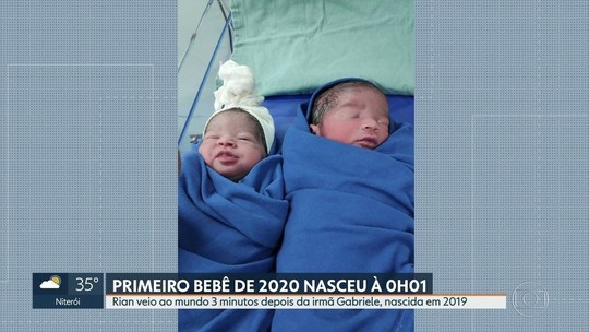 Primeiro bebê do ano no Rio é gêmeo de menina nascida às 23h58