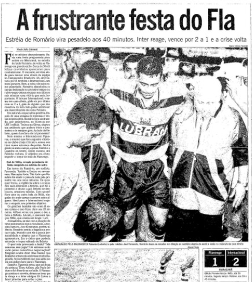 Romário no Flamengo x Internacional de 1996 — Foto: Reprodução O Globo