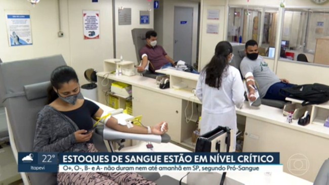 Estoque de pelo menos quatro tipos de sangue estão em estado crítico em São Paulo