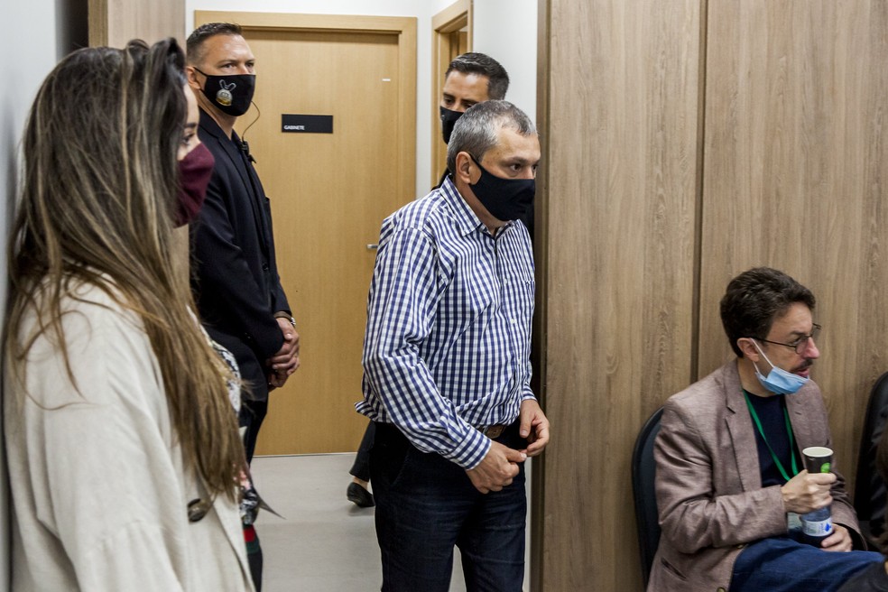 Mauro Lodeiro Hoffmann, 56 anos, sócio da boate Kiss, durante o júri — Foto: Juliano Verardi / IMPRENSA TJRS