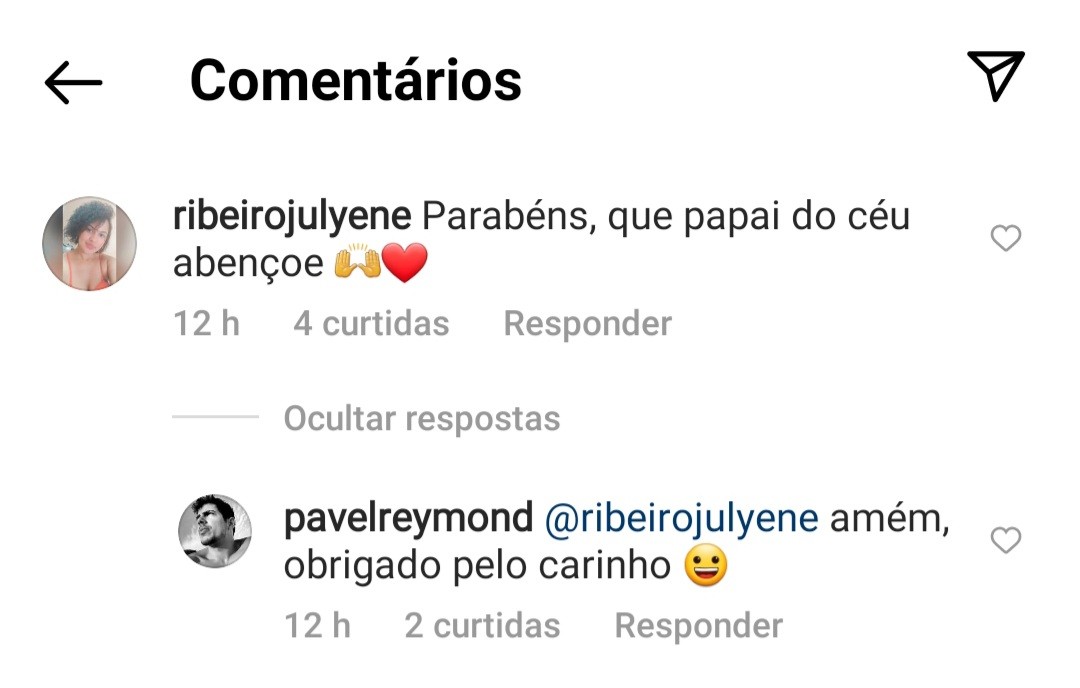 Seguidores interagem com Cauã e Pável Reymond no Instagram  (Foto: Reprodução / Instagram )