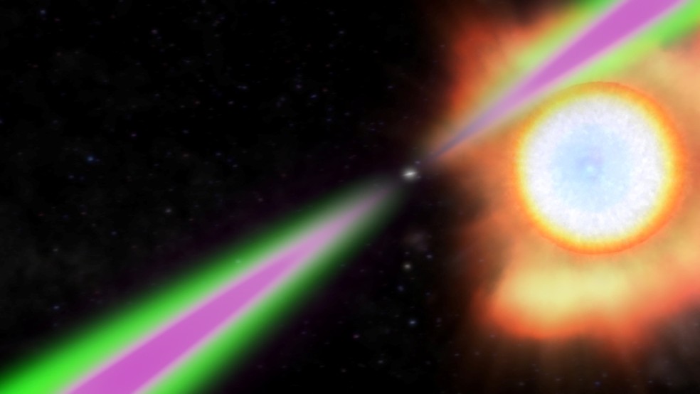 "Viúva negra" cósmica gulosa é a estrela de nêutrons mais pesada conhecida até agora — Foto: NASA/Goddard Space Flight Center/Divulgação via REUTERS