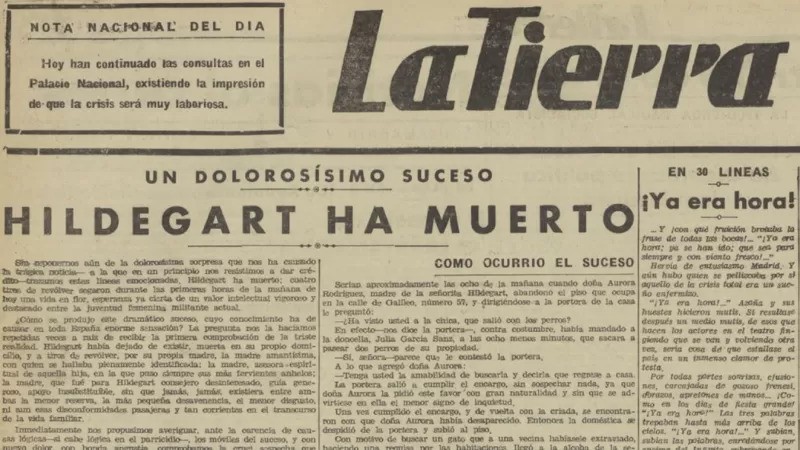 Jornal noticia morte (Foto: BIBLIOTECA NACIONAL DE ESPAÑA)