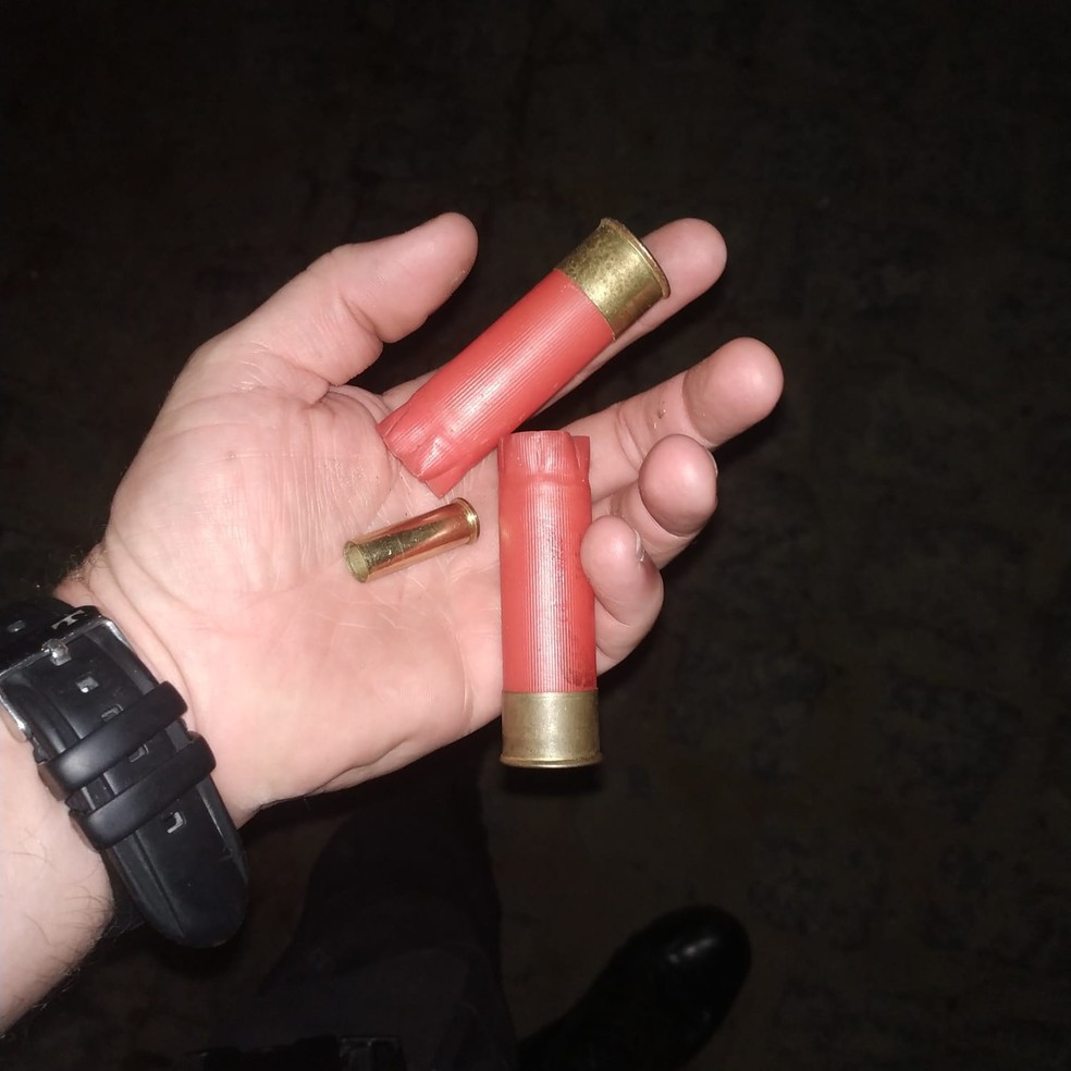 Vestígios de munições usadas por criminosos durante ataque a correspondente bancário no interior do RN — Foto: Cedida