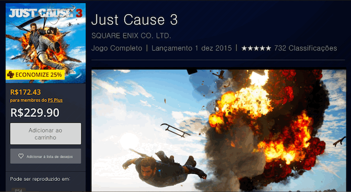 Just Cause 3: faça o download no PS4 (Foto: Reprodução/Victor Teixeira)