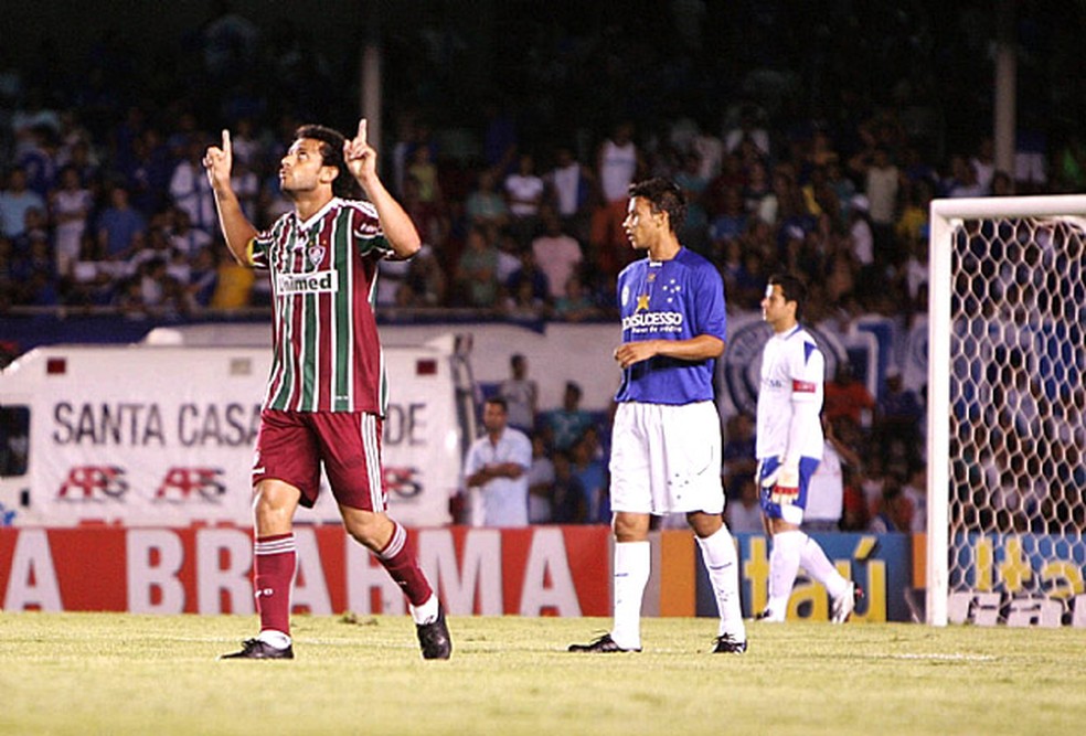 Comemoração Fred do Fluminense contra o Cruzeiro 2009. Um dos jogos marcantes da arrancada — Foto: Photocamera