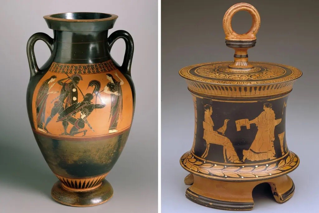 Dois dos itens que foram danificados no Museu de Arte de Dallas são cerâmicas antigas da Grécia (Foto: Museu de Arte de Dallas)