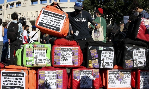 Greve de entregadores de delivery em São Paulo (Foto: Rovena Rosa/Agência Brasil)