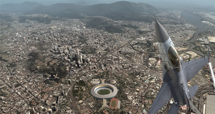 Jogador precisa defender o Rio de Janeiro de uma invasão em H.A.W.X. (Foto: Divulgação/Ubisoft)