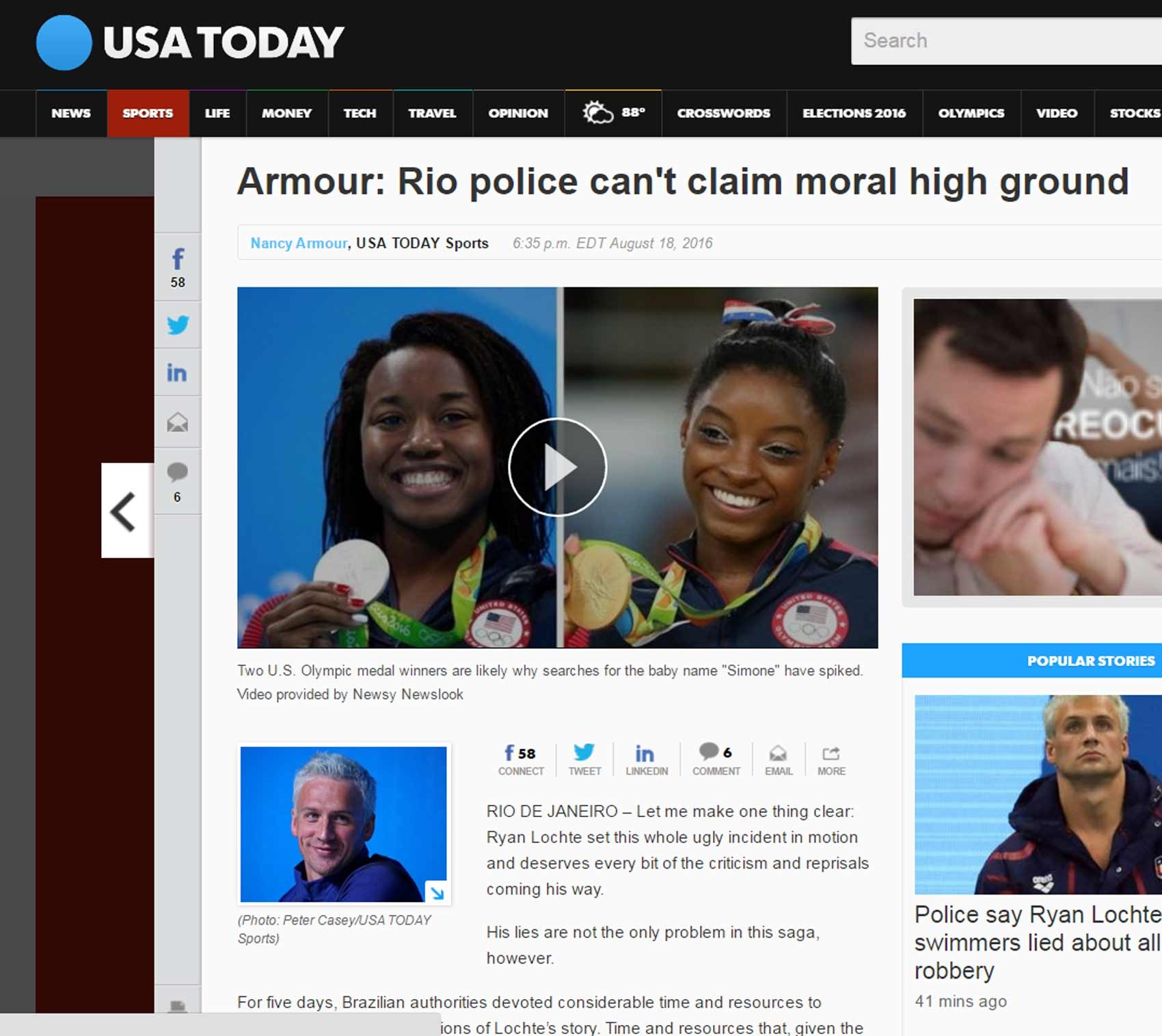 Lochte USA Today