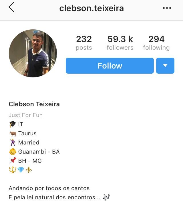 Clebson Teixeira muda status de relacionamento (Foto: Reprodução / Instagram)