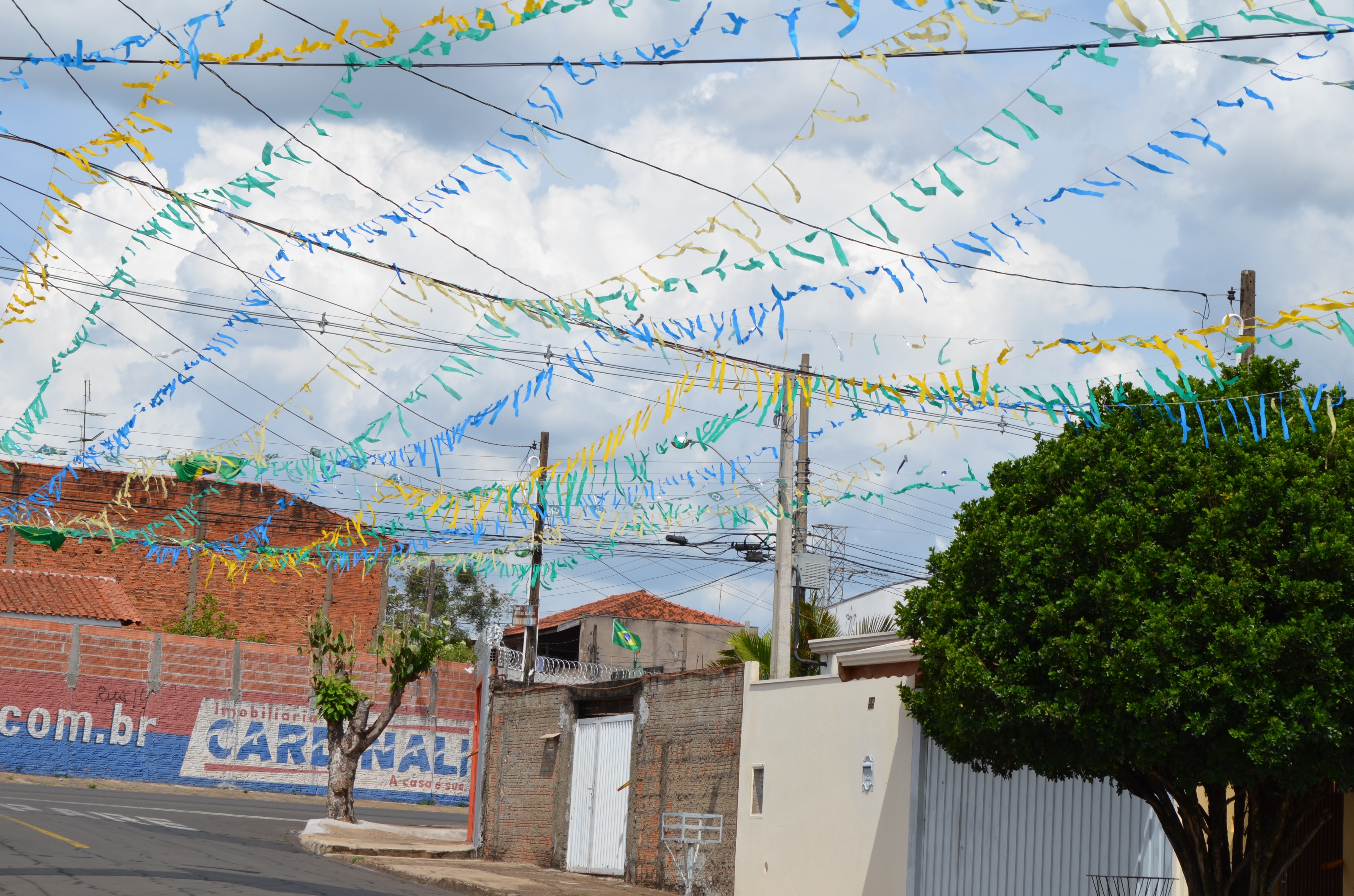 FOTOS: no clima da Copa, moradores de São Carlos enfeitam rua de bairro