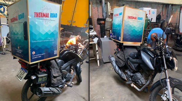 Após quebrar, irmãos empreendem com baú refrigerado para motos (Foto: Divulgação)