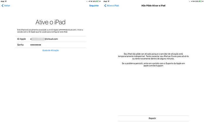 iOS 9.3 apresenta erro durante a ativação com Apple ID do usuário (Foto: Reprodução/Elson de Souza)
