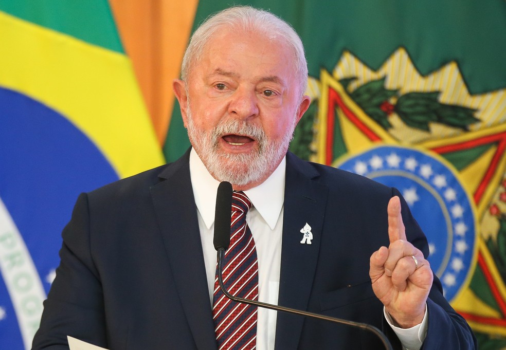 O presidente Luiz Inácio Lula da Silva durante a reunião ministerial dos 100 dias de governo — Foto: Wilton Junior/Estadão Conteúdo