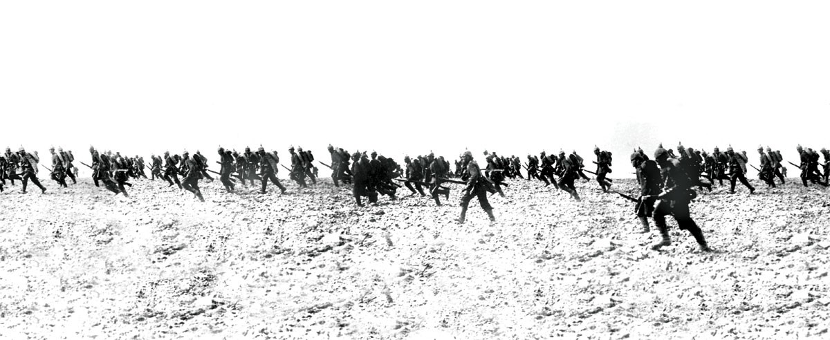 Infantaria alemã no campo de batalha, em agosto de 1914 (Foto: Reprodução)