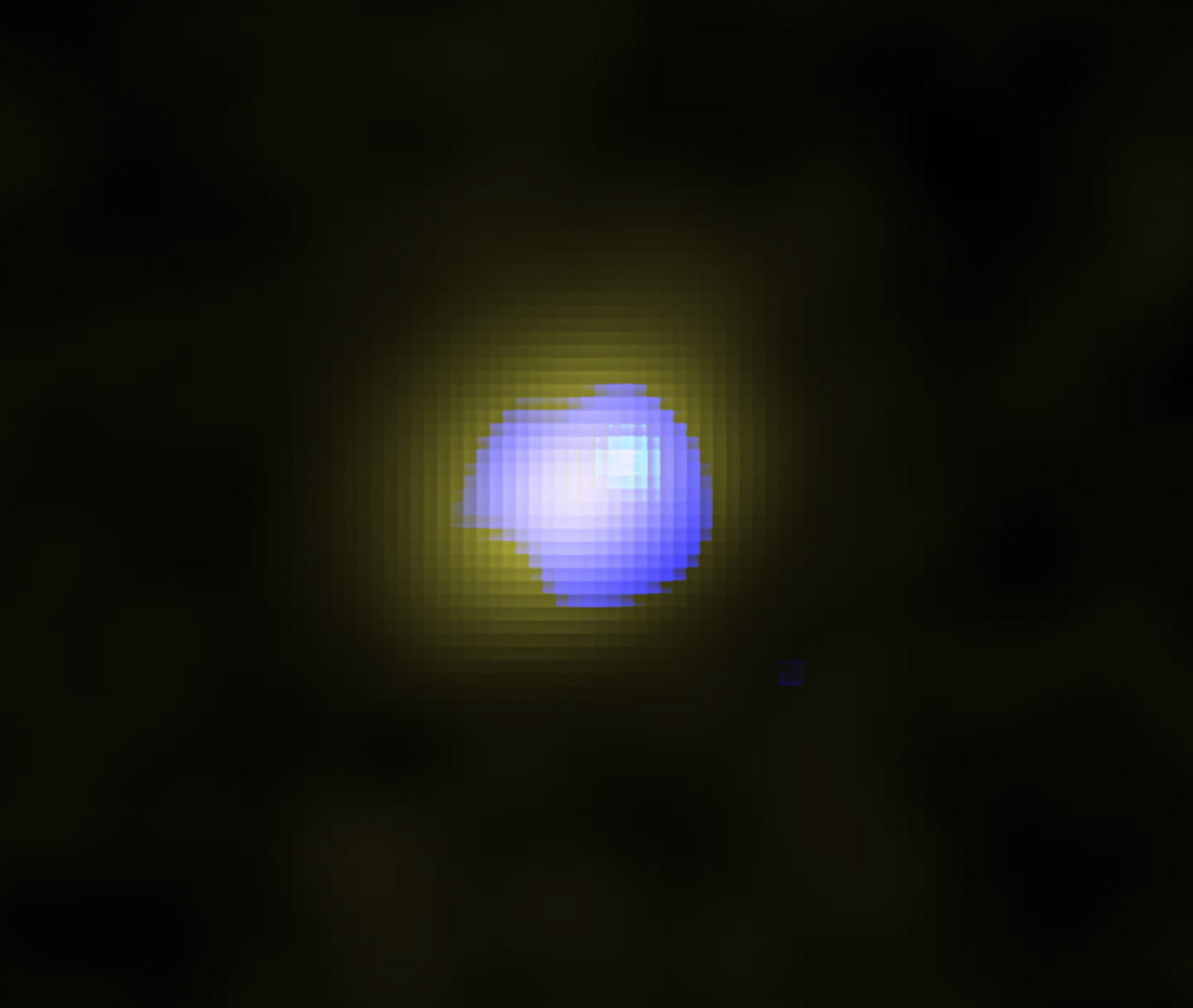 Imagem da galáxia J1243+0100 captada pelo radiotelescópio Alma  (Foto: ALMA (ESO/NAOJ/NRAO), Izumi et al)