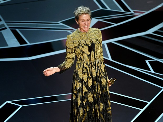 Frances McDormand: prêmio de melhor atriz pedindo direitos e igualdade (Foto: (Photo by Kevin Winter/Getty Images))