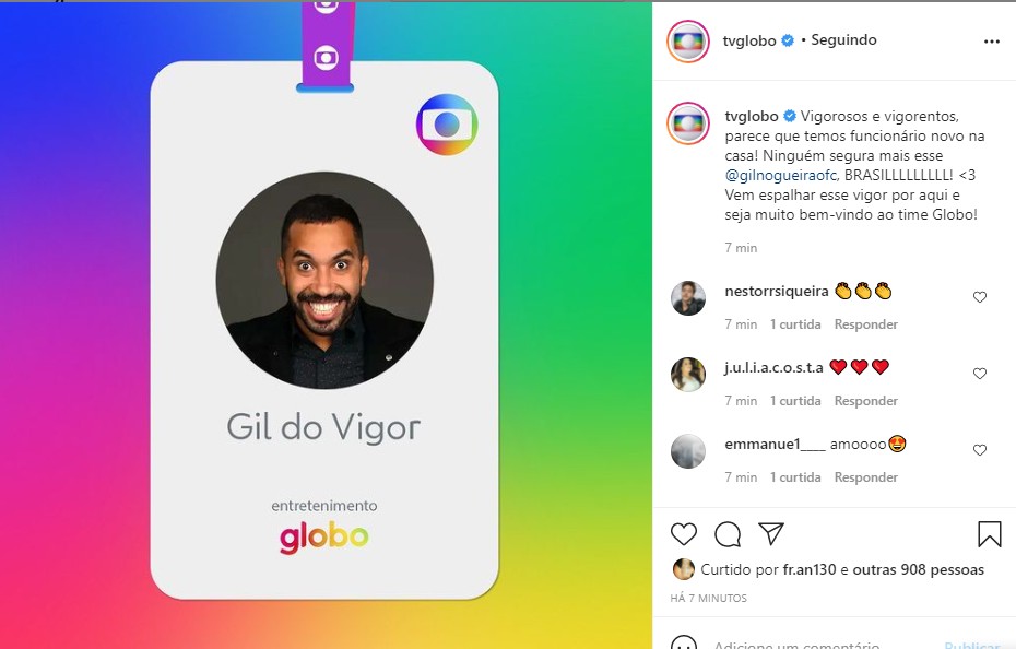 Gil Nogueira: contratado pela Globo (Foto: Reprodução Instagram)