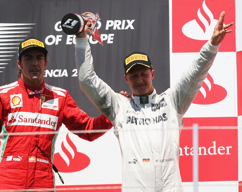 Na Despedida De Valencia Da Formula 1 Michael Schumacher Subiu Ao Podio Pela Ultima Vez F1 Memoria Ge