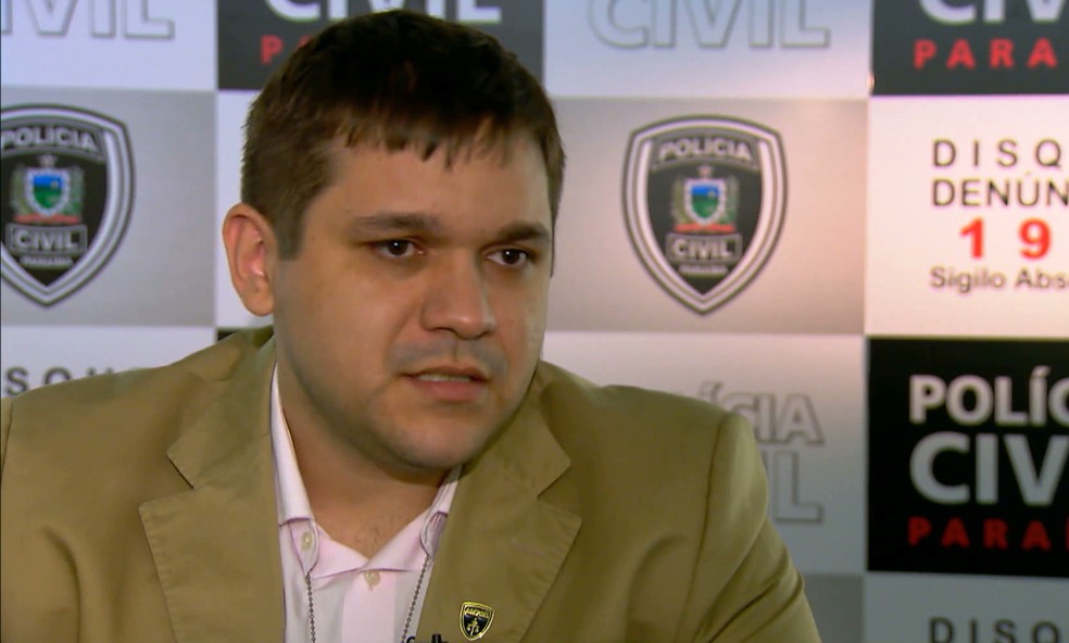 Lucas SÃ¡, delegado da PolÃ­cia Civil, que estÃ¡ Ã  frente da OperaÃ§Ã£o Cartola (Foto: ReproduÃ§Ã£o / TV Cabo Branco)