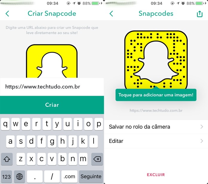 Snapchat cria Snapcodes com link para sites; saiba como incluir no seu (Foto: Reprodução/Felipe Vinha)