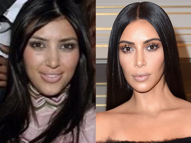 Kim Kardashian em 2006 e em 2016 (Foto: Getty Images)