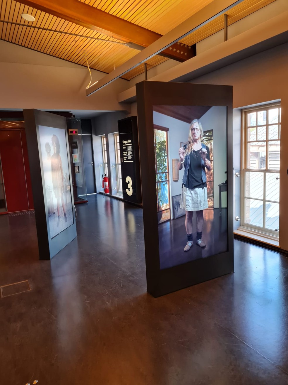 Museu da Língua Portuguesa coloca falantes como a cartunista Laerte e o indígena Denilson Baniwa para pensar a respeito da língua — Foto: Bárbara Muniz Vieira/G1