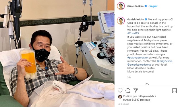 Daniel Dae Kim doa plasma para pesquisas contra novo coronavírus (Foto: Reprodução/Instagram)