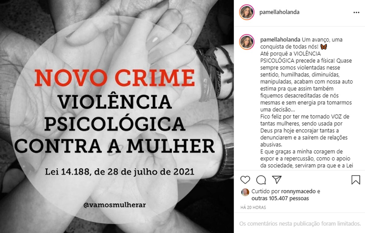 Influencer Pâmella Holanda, que foi agredida pelo DJ Ivis, comemora lei contra violência doméstica (Foto: Reprodução/Instagram)