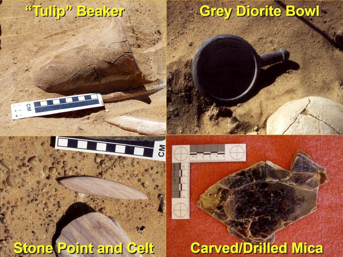 Artefatos de túmulos encontrados pelos pesquisadores (Foto: Divulgação)