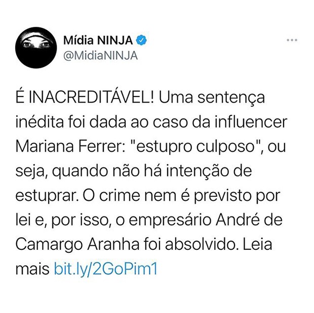 Justiça por Mari Ferrer: a repercussão nas redes sociais (Foto: Reprodução/ Instagram)