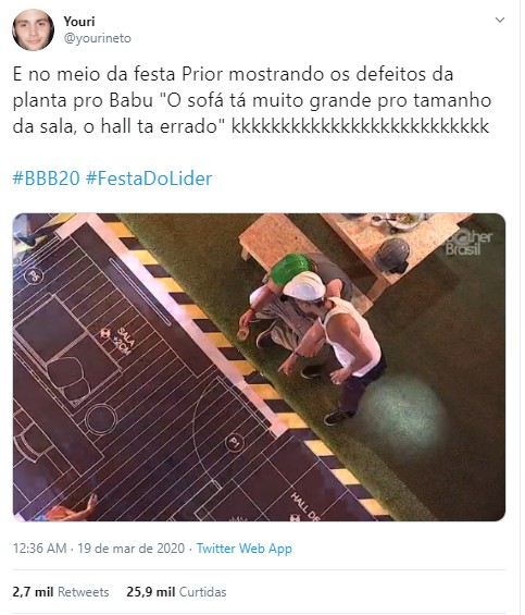 Arquiteto, Felipe Prior aponta erros em planta de festa do BBB e vira meme (Foto: Reprodução)