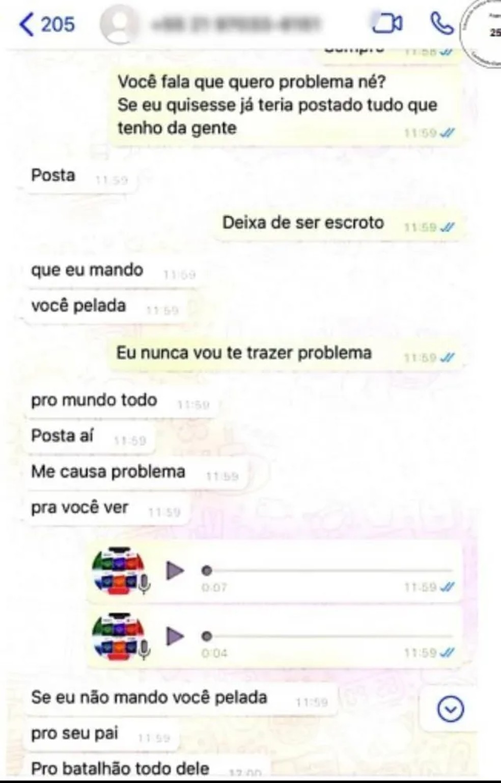 Diálogo entre a ex e Tiee — Foto: Reprodução