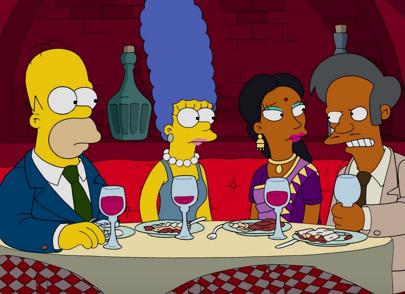 Homer e Margie Simpson com o personagem Abu em cena de Os Simpsons (Foto: Reprodução)