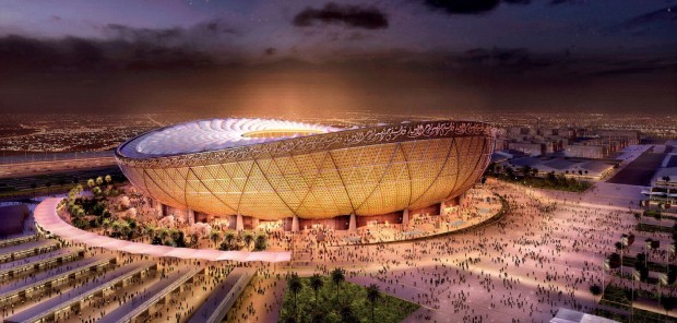 Esta redenrização divulgada pelo Stadiumdb mostra o mais próximo do design que o Iconic Lusail Stadium deve ficar (Foto: Divulgação)
