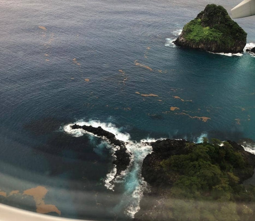 Manchas no mar foram identificadas como algas, em fenÃ´meno semelhante ao ocorrido em 2015 â€” Foto: Arlindo Santos JÃºnior/Acervo Pessoal 